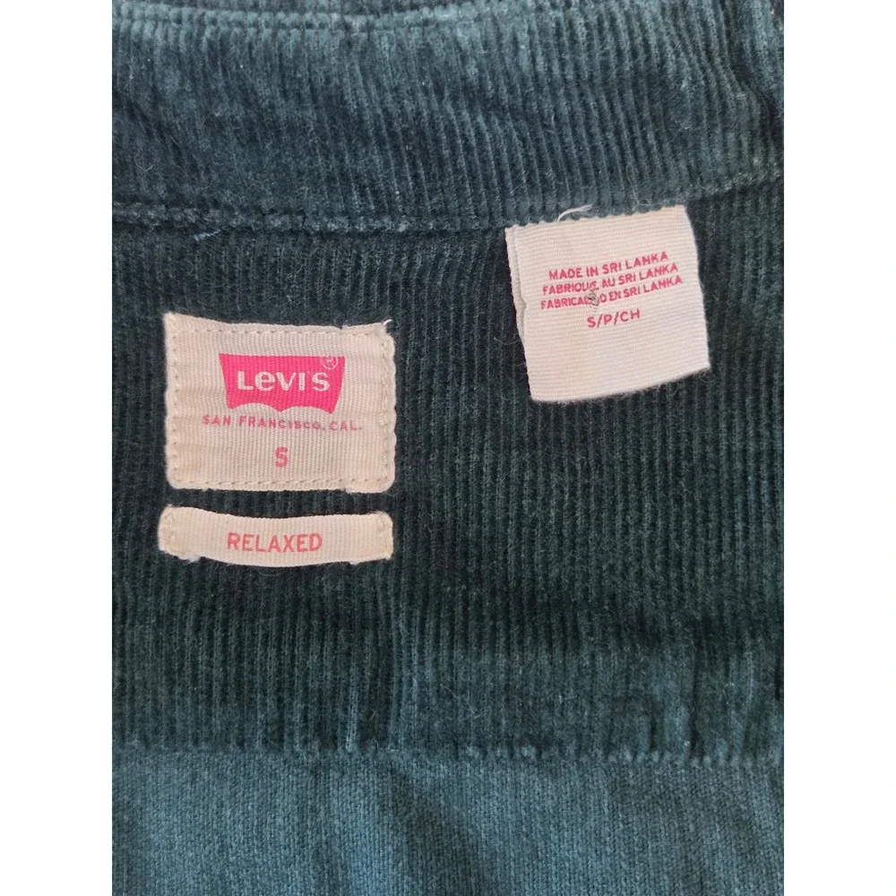 Levis the Worker Corduroy Button Up Long Sleeve Shirt Relaxed Fit Green Mens S